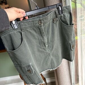 Olive Green Utility Mini Skirt